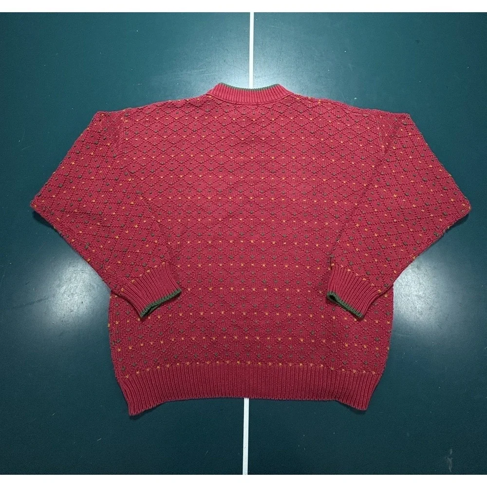 Vintage 80s Eddie Bauer Birdseye Sweater Men's Large Ribbed Multi Color USA Made - Picture 8 of 11